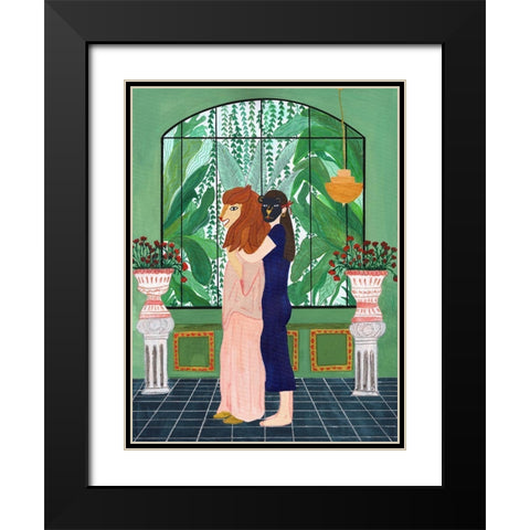 Lion Mom Black Modern Wood Framed Art Print with Double Matting by Jotadejai