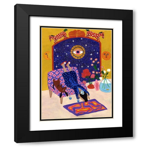 Day off from office Black Modern Wood Framed Art Print with Double Matting by Jotadejai