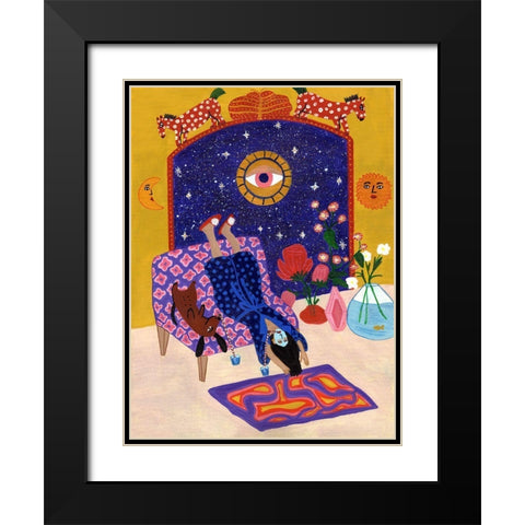 Day off from office Black Modern Wood Framed Art Print with Double Matting by Jotadejai