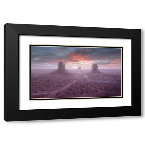 Monument Valley Black Modern Wood Framed Art Print with Double Matting by Dan, Kai