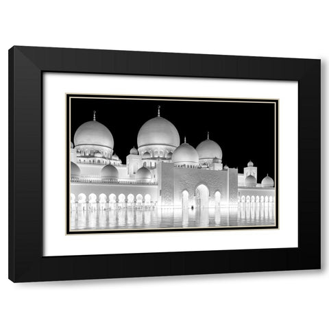 Light Of Abu Dhabi Grand Mosque Black Modern Wood Framed Art Print with Double Matting by Jin, Jie