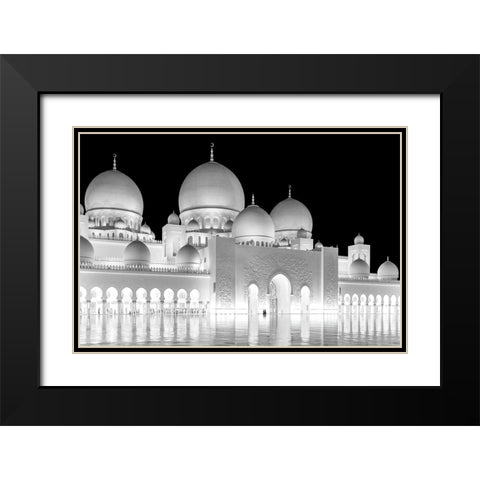 Light Of Abu Dhabi Grand Mosque Black Modern Wood Framed Art Print with Double Matting by Jin, Jie