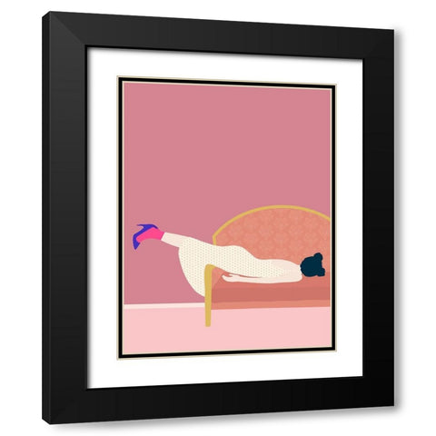 Maddies Mood Black Modern Wood Framed Art Print with Double Matting by Jotadejai