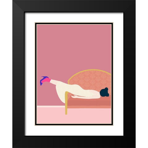 Maddies Mood Black Modern Wood Framed Art Print with Double Matting by Jotadejai
