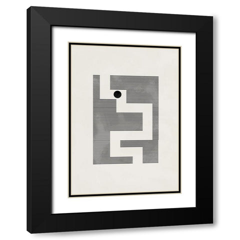 Minimalist maze Black Modern Wood Framed Art Print with Double Matting by 1x Studio II
