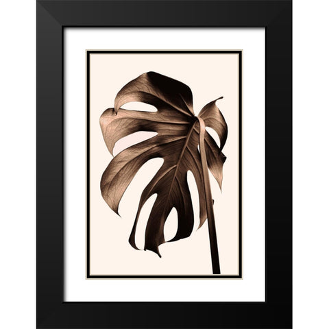 Monstera Gold Black Modern Wood Framed Art Print with Double Matting by 1x Studio III
