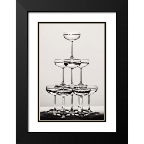 Champagne tower_6 Black Modern Wood Framed Art Print with Double Matting by 1x Studio III