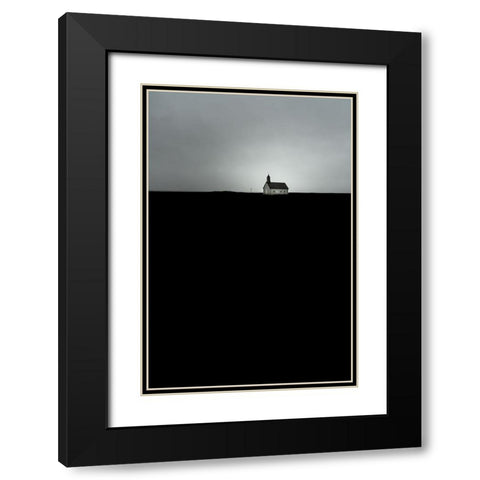 Strandarkirkja Black Modern Wood Framed Art Print with Double Matting by Faber, Wave