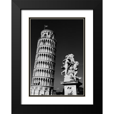 The Leaning Tower of Pisa Black Modern Wood Framed Art Print with Double Matting by Liu, Sonya