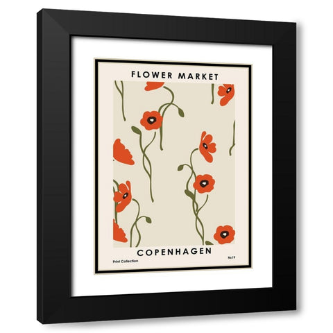 Flower Market Copenhagen Black Modern Wood Framed Art Print with Double Matting by NKTN