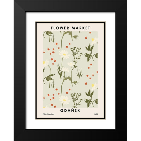Flower Market GdaA?sk Black Modern Wood Framed Art Print with Double Matting by NKTN