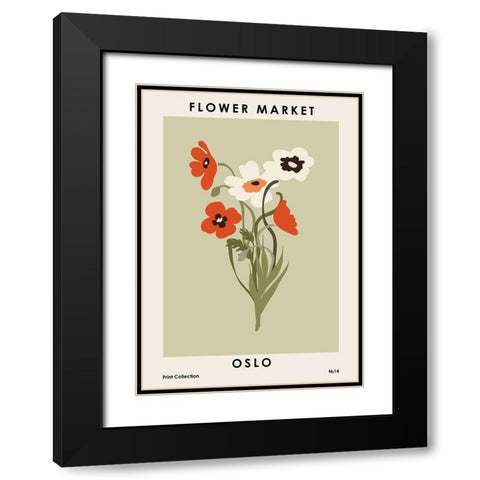 Flower Market Oslo Black Modern Wood Framed Art Print with Double Matting by NKTN