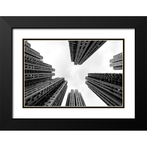 Urban Elements Black Modern Wood Framed Art Print with Double Matting by Makoto, Sasaki
