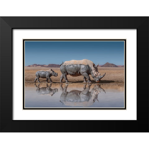 RhinosWalk Black Modern Wood Framed Art Print with Double Matting by Egger, Marcel