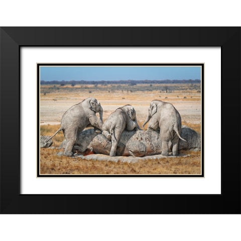 Threeguys Black Modern Wood Framed Art Print with Double Matting by Egger, Marcel