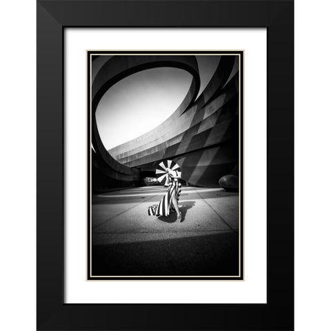 With the wind Black Modern Wood Framed Art Print with Double Matting by Abu, Dekel