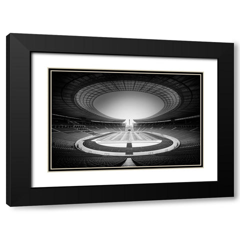 Olympiastadion Black Modern Wood Framed Art Print with Double Matting by De Groen, Maurits