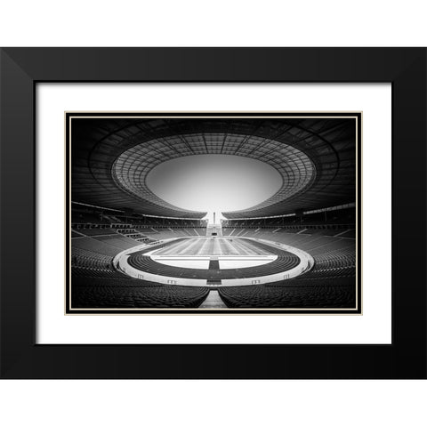 Olympiastadion Black Modern Wood Framed Art Print with Double Matting by De Groen, Maurits