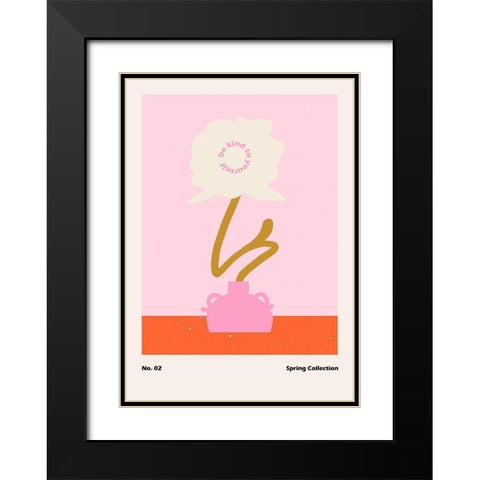 Spring Flower #02 Black Modern Wood Framed Art Print with Double Matting by NKTN