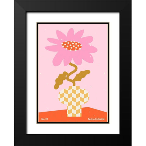 Spring Flower #04 Black Modern Wood Framed Art Print with Double Matting by NKTN