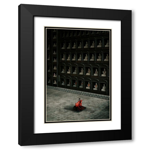 Appease Black Modern Wood Framed Art Print with Double Matting by Suemasa, Hiroaki