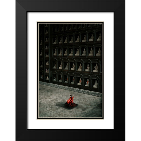 Appease Black Modern Wood Framed Art Print with Double Matting by Suemasa, Hiroaki