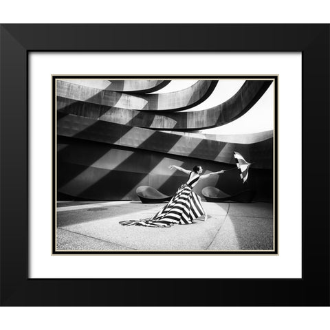 Stripes Black Modern Wood Framed Art Print with Double Matting by Stein, Tali