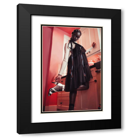 Flamingo Black Modern Wood Framed Art Print with Double Matting by Hasanian, Yasin