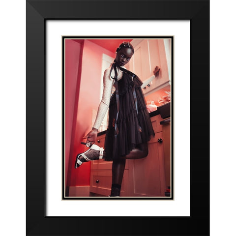 Flamingo Black Modern Wood Framed Art Print with Double Matting by Hasanian, Yasin