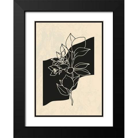 Abstract Flower 4 Black Modern Wood Framed Art Print with Double Matting by NKTN