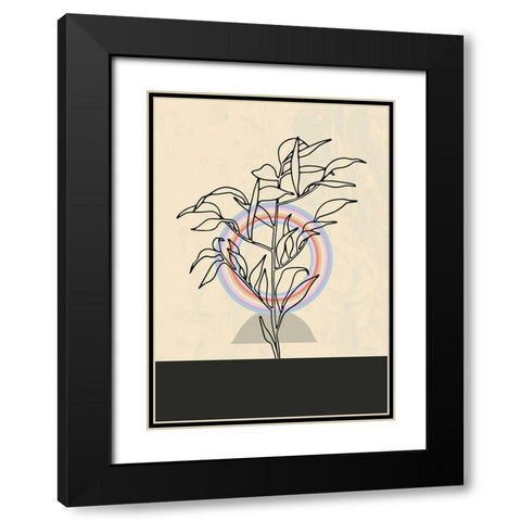 Abstract Flower 2 Black Modern Wood Framed Art Print with Double Matting by NKTN