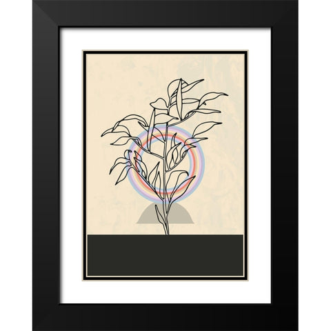 Abstract Flower 2 Black Modern Wood Framed Art Print with Double Matting by NKTN