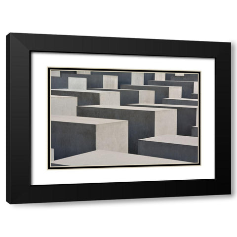 Rhythm of the Cubes Black Modern Wood Framed Art Print with Double Matting by Schull, Harald