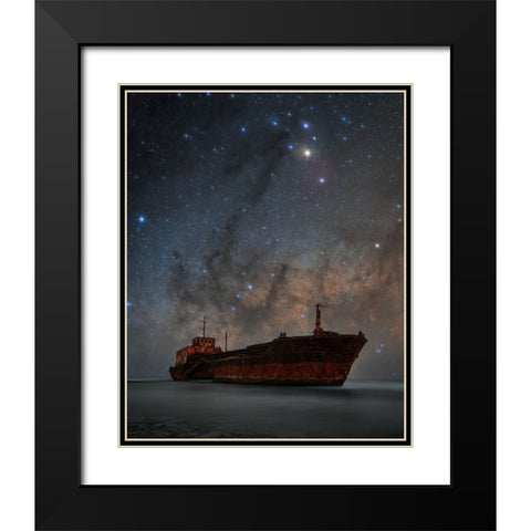 Aparajith Black Modern Wood Framed Art Print with Double Matting by Chander, Vikas