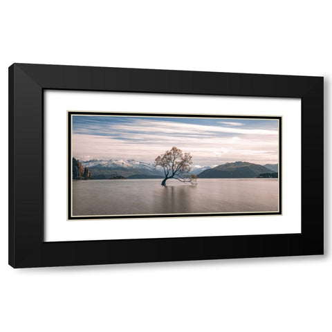 lonely tree Black Modern Wood Framed Art Print with Double Matting by Xiaobei, Han