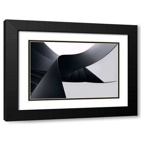 Diverging lines Black Modern Wood Framed Art Print with Double Matting by Azevedo, Olavo