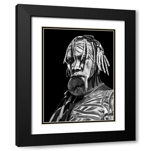 Mursi Woman Black Modern Wood Framed Art Print with Double Matting by Perovich, Irene