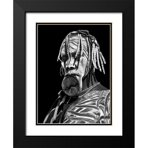 Mursi Woman Black Modern Wood Framed Art Print with Double Matting by Perovich, Irene