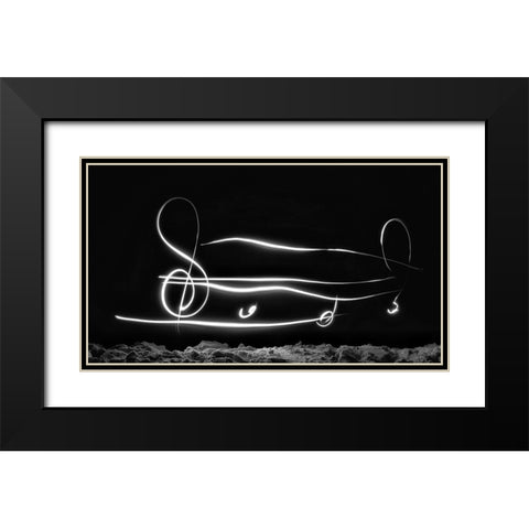 Night Song Black Modern Wood Framed Art Print with Double Matting by Beliciu, Carmen