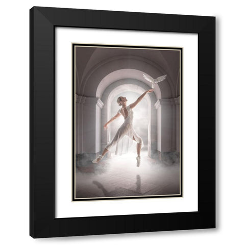 Birddance Black Modern Wood Framed Art Print with Double Matting by Egger, Marcel
