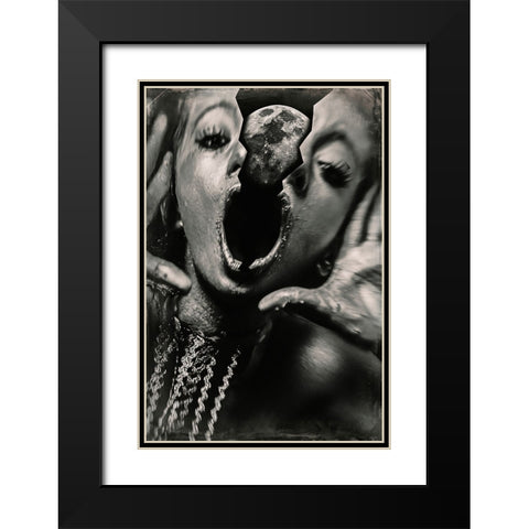 Full Moon Black Modern Wood Framed Art Print with Double Matting by Bousca, Bogdan
