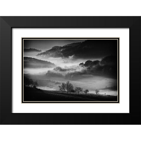 Morning Walk Black Modern Wood Framed Art Print with Double Matting by Svoboda Mqep, Peter