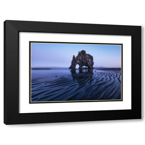 Rhino Rock Black Modern Wood Framed Art Print with Double Matting by Ding, Sunny