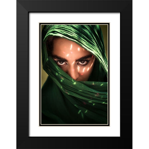 Fateme Black Modern Wood Framed Art Print with Double Matting by Mokhtari, Mehdi