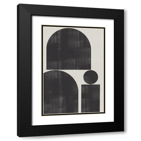 Shape Study No1. Black Modern Wood Framed Art Print with Double Matting by The Miuus Studio
