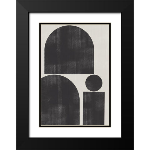 Shape Study No1. Black Modern Wood Framed Art Print with Double Matting by The Miuus Studio