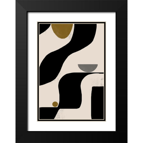 Abstract Art No2. Black Modern Wood Framed Art Print with Double Matting by The Miuus Studio