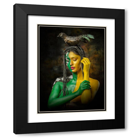 QUEEN OF BLACK MAGIC Black Modern Wood Framed Art Print with Double Matting by Bhattacharyya, Partha