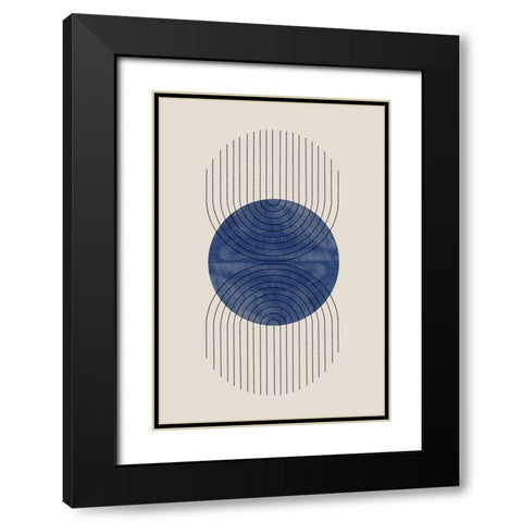 Perfect Point Blue Black Modern Wood Framed Art Print with Double Matting by The Miuus Studio