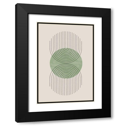 Perfect Point Green Black Modern Wood Framed Art Print with Double Matting by The Miuus Studio